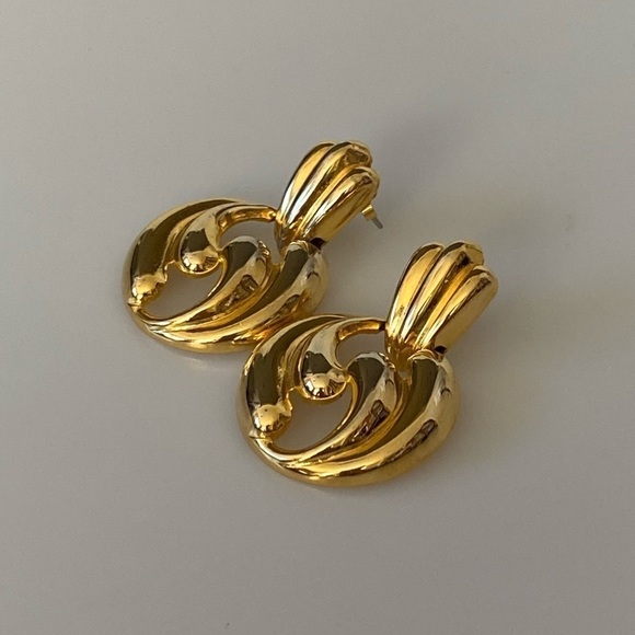 Earrings Gold Tone Drops Vintage - Picture 8 of 11